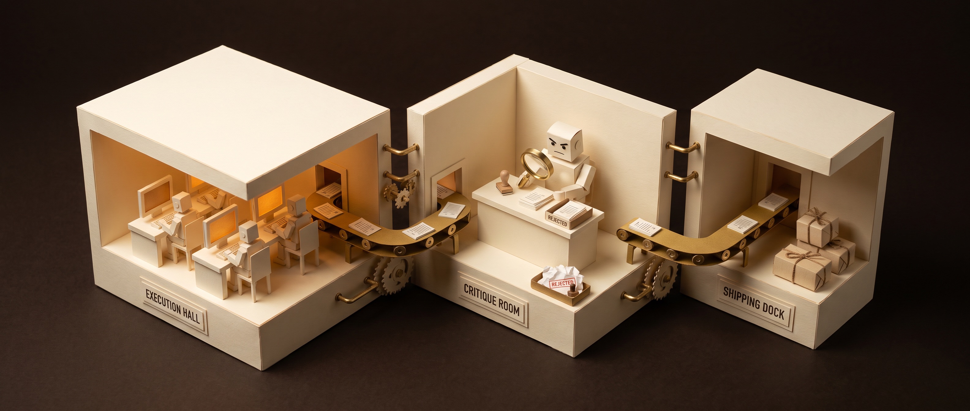 Paper-diorama model of the agent factory